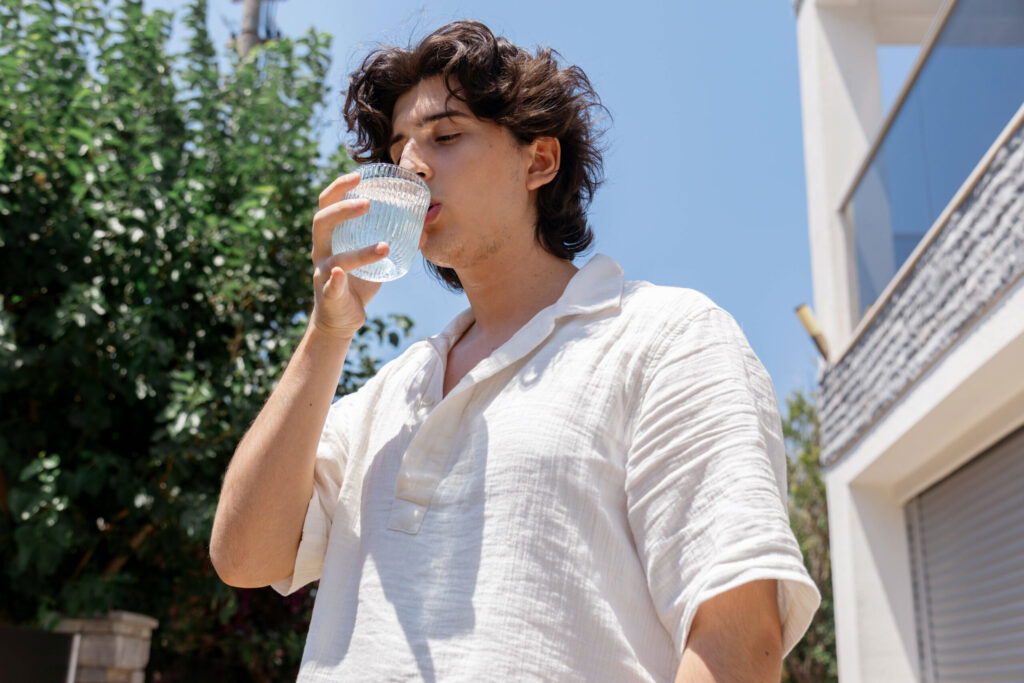 drinking hot water